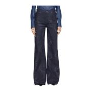 Hoge taille wijde jeans met strass Dondup , Blue , Dames