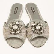 Pre-owned Lace flats Dolce & Gabbana Pre-owned , Gray , Dames