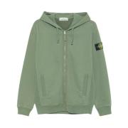 Geborsteld katoenen fleece hoodie met rits Stone Island , Green , Here...