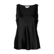 Zwarte Casual Tanktop met Ruwe Rand Vince , Black , Dames