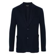 Elegante Blauwe Zijden Katoenen Blazer Giorgio Armani , Blue , Heren