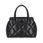 Zwarte Gewatteerde Handtas met Adelaarslogo Emporio Armani , Black , D...