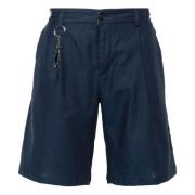 Blauwe Casual Trekkoord Linnen Shorts Paul & Shark , Blue , Heren