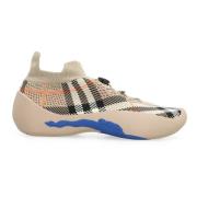 Gebreide Instap Sneakers met Koordsluiting Burberry , Beige , Dames