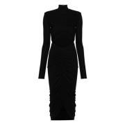 Elegante Zwarte Midi Jurk Cut Out Andamane , Black , Dames