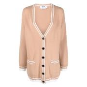 Casual Beige Wol Kasjmier Trui Msgm , Beige , Dames