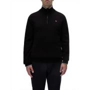 Zwarte half-zip trui met Noorse vlag detail Napapijri , Black , Heren