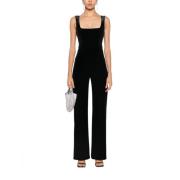 Zwart Fluweel Jumpsuit Elegant Ontwerp Patrizia Pepe , Black , Dames