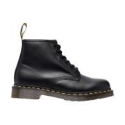 Zwarte Leren Ronde Neus Laarzen Dr. Martens , Black , Dames