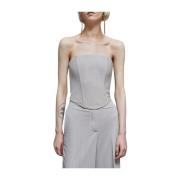 Grijze Gestreepte Mouwloze Top Patrizia Pepe , Gray , Dames