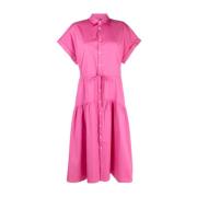 Roze Katoenen Midi Jurk Polo Ralph Lauren , Pink , Dames