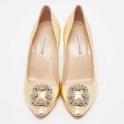 Pre-owned Leather heels Manolo Blahnik Pre-owned , Yellow , Dames