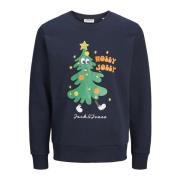 Kerst Jolly Sweatshirt Jack & Jones , Blue , Heren