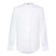 Elegante Witte Lange Mouw Linnen Overhemd Eleventy , White , Heren