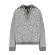 Grijze Gebreide V-Hals Trui Essentiel Antwerp , Gray , Dames