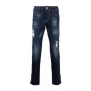 Blauwe Denim Straight Jeans Philipp Plein , Blue , Heren