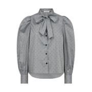 Gestreepte stip strik blouse lichtgrijs Co'Couture , Gray , Dames