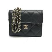 Pre-owned Leather wallets Chanel Vintage , Black , Dames