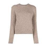 Beige Alpaca Wool Crewneck Sweater Ami Paris , Beige , Dames