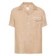 Casual Linnen Korte Mouw Shirt Beige Eleventy , Beige , Heren