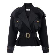 Stijlvolle Jas voor Vrouwen Elisabetta Franchi , Black , Dames