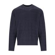 Navy Blue Monogram Crewneck Jumper Emporio Armani , Blue , Heren