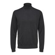 Elegant Melange Rollneck Sweater Selected Homme , Gray , Heren