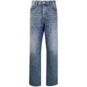 Casual Blauwe Straight Jeans Diesel , Blue , Heren