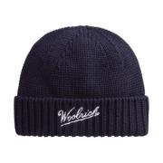 Logo Beanie Hat Woolrich , Blue , Unisex