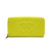 Pre-owned Leather wallets Chanel Vintage , Yellow , Dames