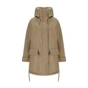 Kameel Reversible Parka met Technische Stoffen Duno , Brown , Dames