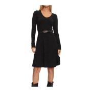 Zwarte Geribbelde Luna Jurk Guess , Black , Dames