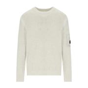 Witte Melange Crewneck Trui met Vanisé C.p. Company , White , Heren