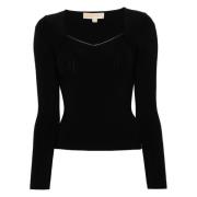 Zwarte Bustier Blouse met Gem Trim Michael Kors , Black , Dames