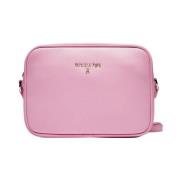 Roze leren crossbody tas gehamerd Patrizia Pepe , Pink , Dames