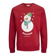 Kerst Jolly Langarm Sweatshirt Jack & Jones , Red , Heren