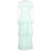 Elegante Groene Gelaagde Maxi Jurk Self Portrait , Green , Dames