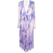 Paarse Zijden Maxi Jurk Droomprint Forte Forte , Purple , Dames