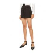 Zwarte Mini Flanellen Rok met Sartoriale Details Patrizia Pepe , Black...