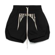 Zwarte Canvas Elastische Trekkoord Shorts Rick Owens , Black , Heren