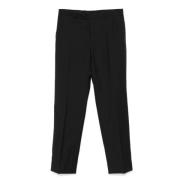 Zwarte Wollen Blend Broek Keperbinding Brioni , Black , Heren