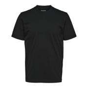 Geribbelde Ronde Hals Korte Mouw T-shirt Selected Homme , Black , Here...