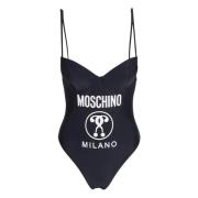 Badpak met logo print en push-up cups Moschino , Black , Dames