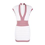 Gestreepte gebreide jurk in wit Balmain , White , Dames