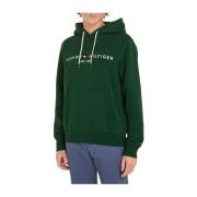 Groene Logo Hoody Sweater Tommy Hilfiger , Green , Heren