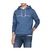 Heldere Blauwe Logo Hoody Sweater Tommy Hilfiger , Blue , Heren