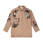 Bloemen Geborduurde Top & T-Shirt Munthe , Brown , Dames