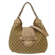 Pre-owned Canvas shoulder-bags Gucci Vintage , Beige , Dames