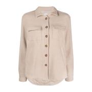 Casual Beige Wol Nylon Jas Eleventy , Beige , Dames