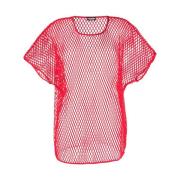 Casual Rood Katoenen T-Shirt met Korte Mouwen Dsquared2 , Red , Dames